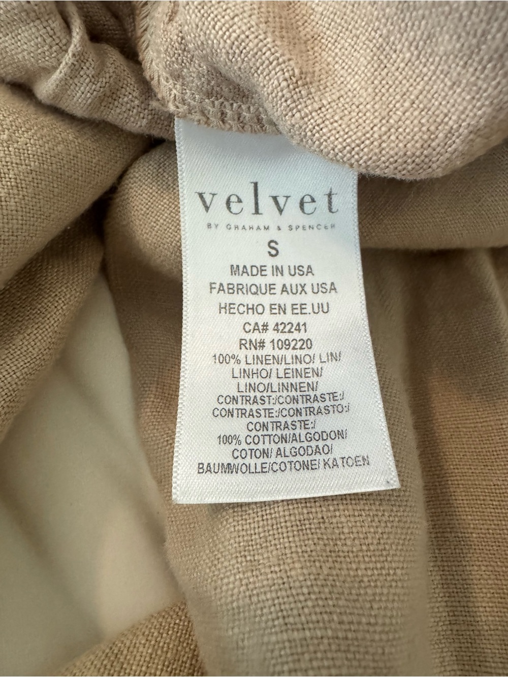Velvet by Graham & Spencer Beige Linen Elastic Waist Pants - Picture 5 of 7
